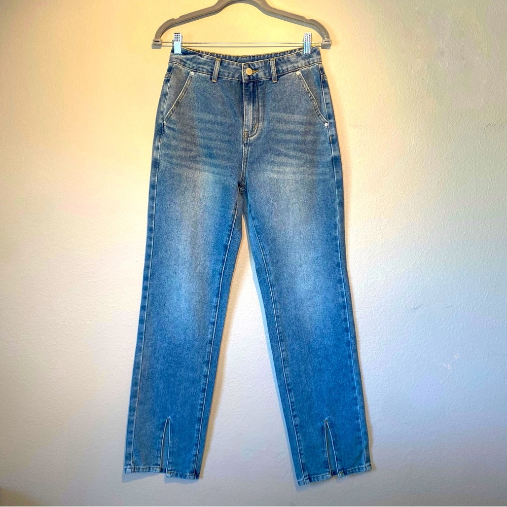 Commense Front Split Hem Classic Straight Leg Jea… - image 2
